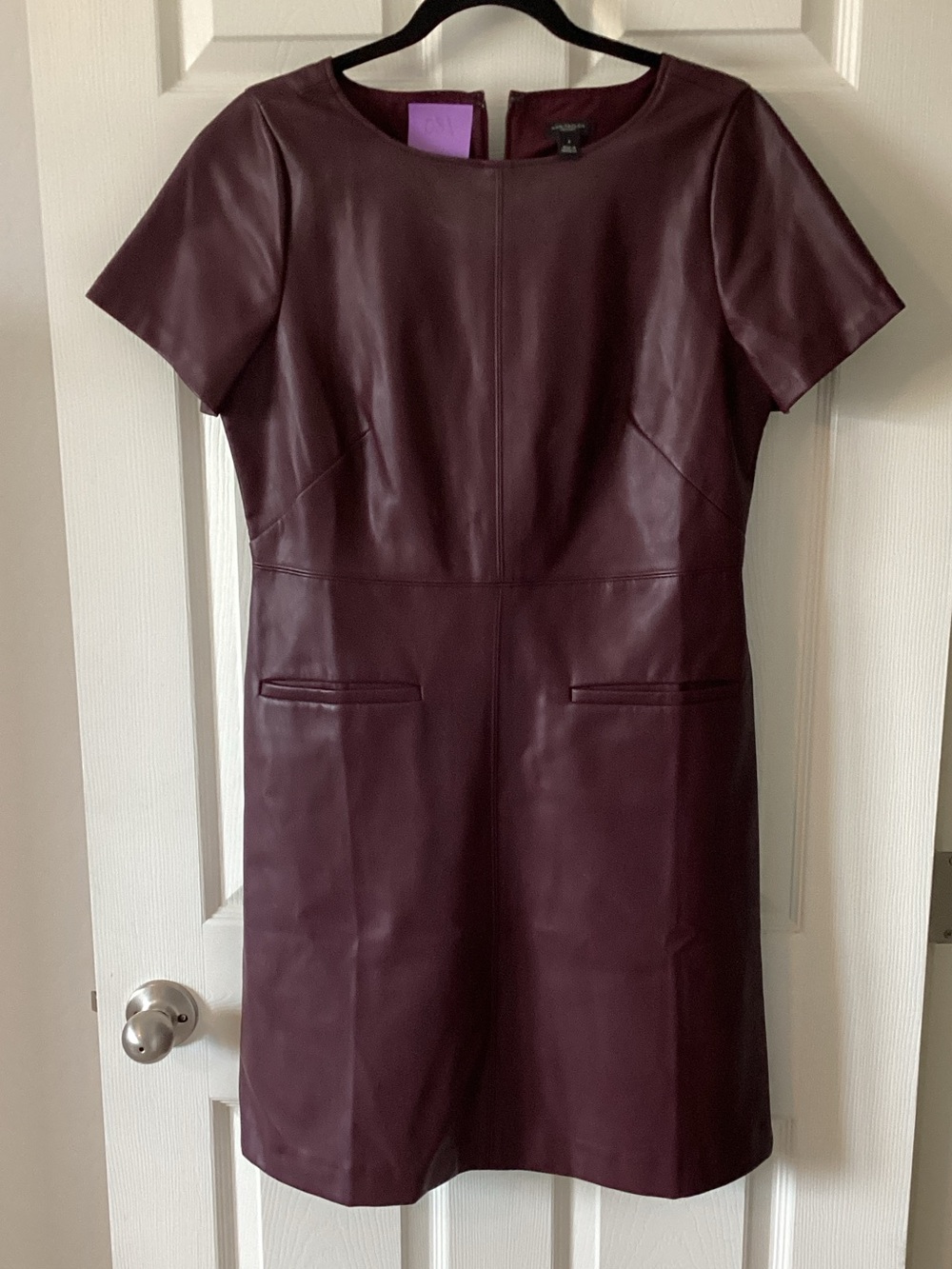 Ann Taylor Faux Leather Midi Dress in Deep Plum